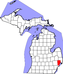 State map highlighting Macomb County