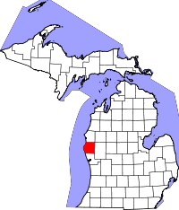 State map highlighting Oceana County