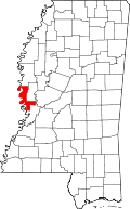 State map highlighting Issaquena County