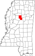 Map of Mississippi highlighting Montgomery County