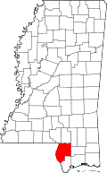 State map highlighting Pearl River County