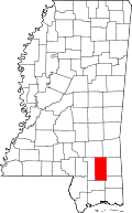 Map of Mississippi highlighting Perry County