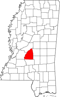 Map of Mississippi highlighting Rankin County
