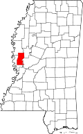 State map highlighting Sharkey County