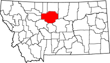 State map highlighting Chouteau County