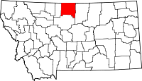 State map highlighting Hill County