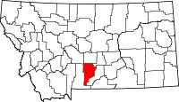 Map of Montana highlighting Sweet Grass County