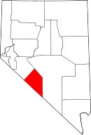 Map of Nevada highlighting Esmeralda County