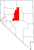 Map of Nevada highlighting Lander County