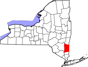 Map of New York highlighting Dutchess County