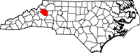 Map of North Carolina highlighting Caldwell County