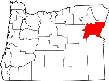 State map highlighting Baker County