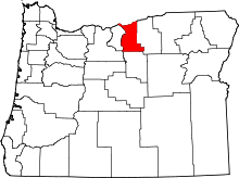 State map highlighting Gilliam County