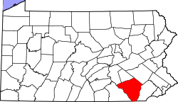 State map highlighting Lancaster County