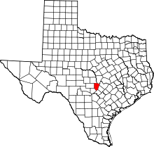 State map highlighting Blanco County
