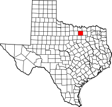 State map highlighting Denton County