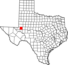 State map highlighting Ector County