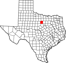 Map of Texas highlighting Palo Pinto County