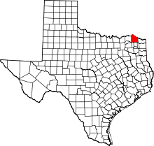 State map highlighting Red River County
