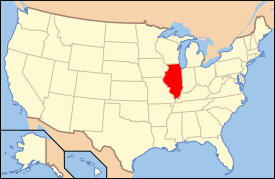Map of the United States highlighting Illinois