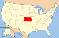 Map of the United States highlighting Kansas