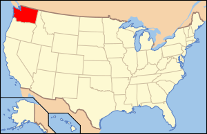 Map of the United States highlighting Washington