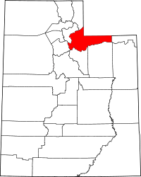 Map of Utah highlighting Summit County