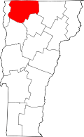 Map of Vermont highlighting Franklin County