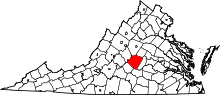 State map highlighting Buckingham County