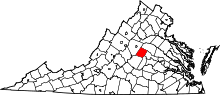 State map highlighting Fluvanna County