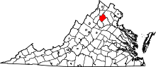 State map highlighting Rappahannock County