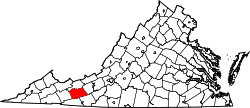State map highlighting Wythe County