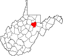 Map of West Virginia highlighting Barbour County