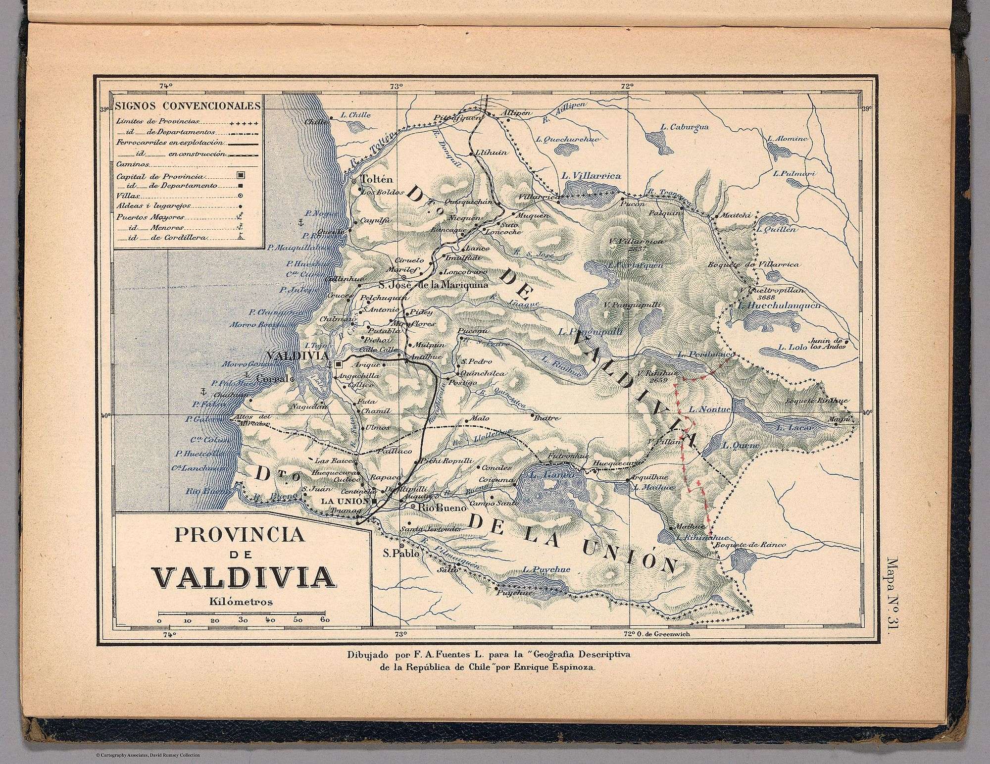 Trancura River, east of Villarica Lake in a 1903 map