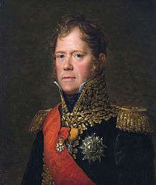 Portrait of the red-headed Michel Ney in a resplendent blue marshal's uniform