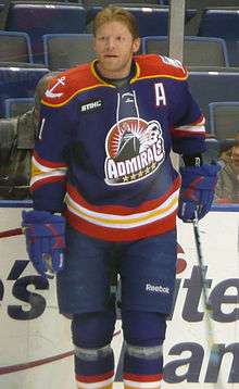 Mark Parrish standing on the ice with his hockey stick as a part of the Norfolk Admirals.