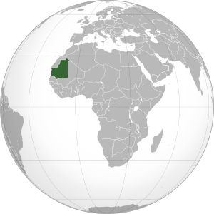 Location of  Mauritania  (green)in Africa  (dark grey)