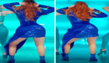 Side by side view of digital manipulation of a woman's body.