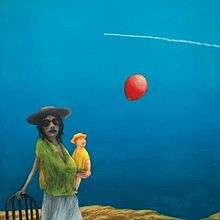 cover for album - painting of woman w/child, a balloon, and a jet contrail