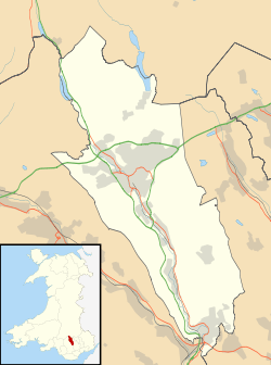 Map of Merthyr Tydfil within Wales