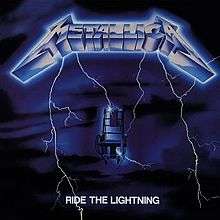 The artwork depicts an electric chair on a dark and ominous background being struck by lightning flowing from Metallica's pointed logo on top. The title is written in smaller white capital letters at the bottom.