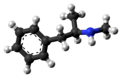 Ball-and-stick model of the methamphetamine molecule