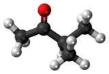 Ball-and-stick model of the methyl isopropyl ketone molecule