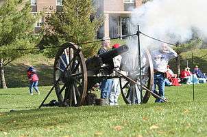 Procured by the senior class of 1903 as its graduation gift to the institution, Monmouth College’s Civil War-era cannon spent 50 years at the bottom of a creek after having been stolen by the rival junior class. Today the restored weapon, which is technically an artillery rifle, signals Monmouth College touchdowns in the annual Homecoming football game.