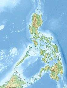 A map of the Philippines highlighting the location of Mount Kanlaon in a central island.