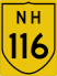 National Highway 116 marker