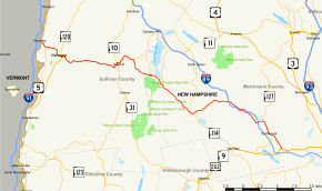 Map of New Hampshire Route 103