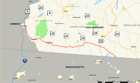 Map of New Hampshire Route 119