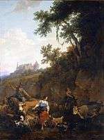 Nicolaes Berchem's painting of same landscape with castle