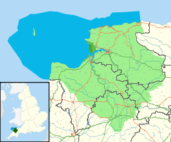 Map of England and Wales with a red dot representing the location of North Devon's Biosphere Reserve on the northern coast of the south-west peninsula